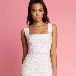XS MESHKI White Tweed Mini Dress - Celena